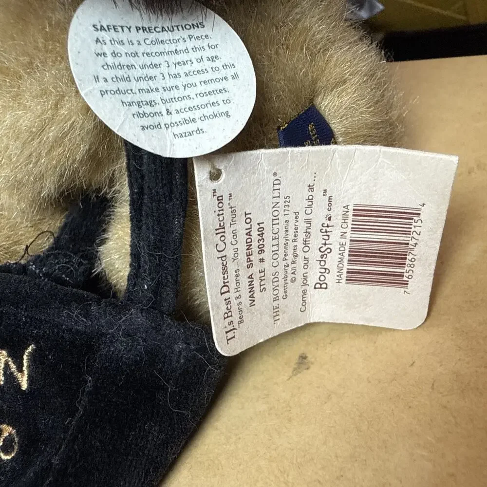 Boyds Bears Ivanna Spendalot #903401 8” Born to Shop Bear 2002 w/ Tags